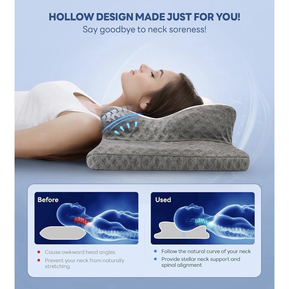 Emircey Contour Memory Foam Cervical Pillow Neck Pain Relief NEW - Picture 2 of 12